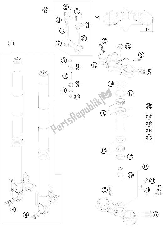 Tutte le parti per il Forcella Anteriore del KTM 950 Supermoto R Europe 2008