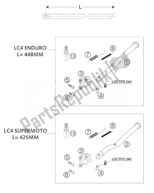 All parts for the Side Stand 640 Lc4, Sm of the KTM 640 LC4 Supermoto Black Europe 2003