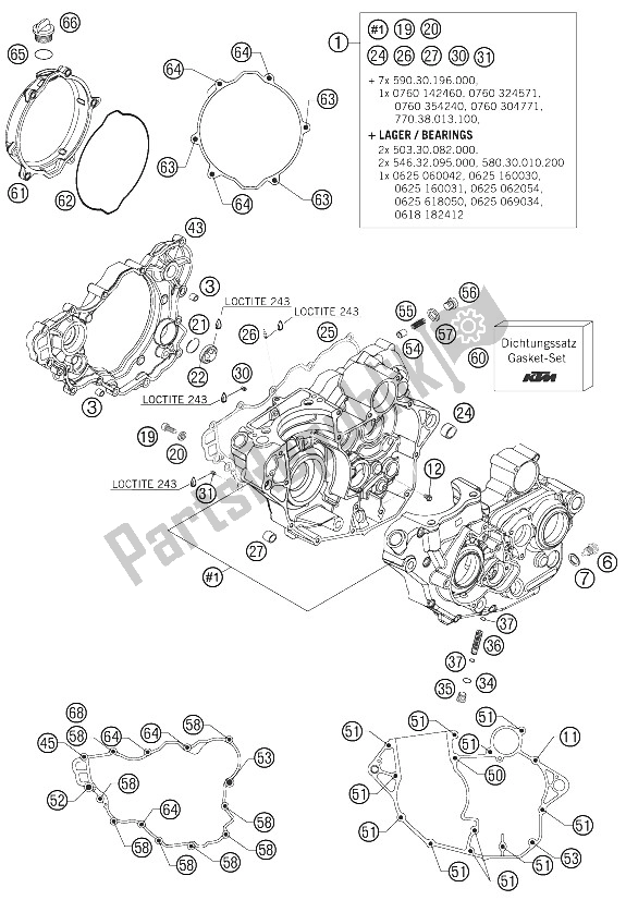 Toutes les pièces pour le Carter Moteur du KTM 250 SXS F Europe 2008