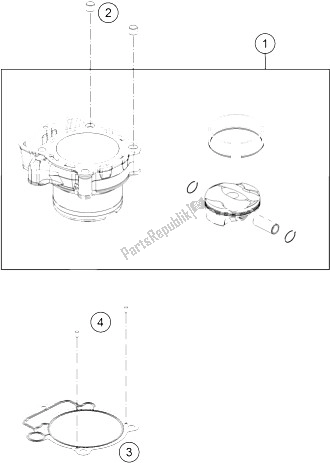 All parts for the Cylinder of the KTM 350 XC F USA 2016