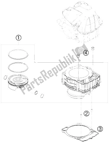 All parts for the Cylinder of the KTM 500 EXC SIX Days Europe 2012