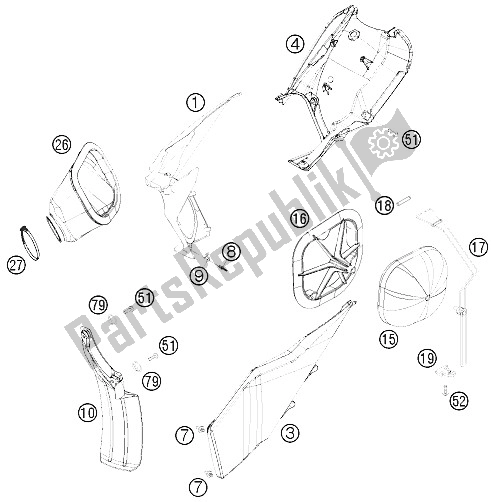Alle onderdelen voor de Luchtfilter van de KTM 250 XC W USA 2009