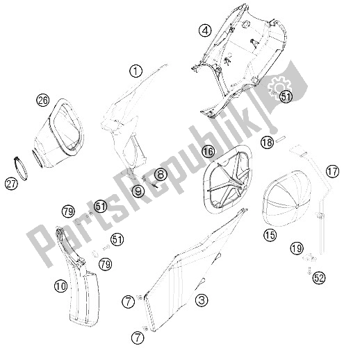 Alle onderdelen voor de Luchtfilter van de KTM 250 XC W USA 2009