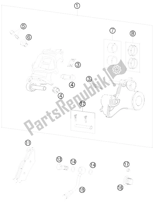Tutte le parti per il Pinza Freno Posteriore del KTM 950 Super Enduro Erzberg 08 Europe 2008