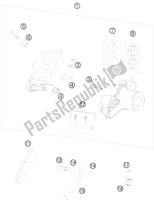 Alle onderdelen voor de Remklauw Achter van de KTM 950 Super Enduro R USA 2009
