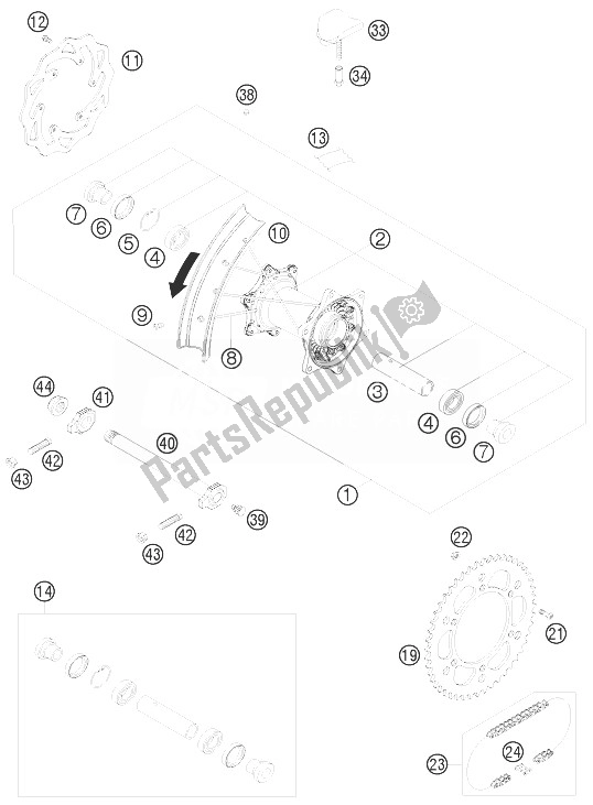 Todas las partes para Rueda Trasera de KTM 450 SX F USA 2010