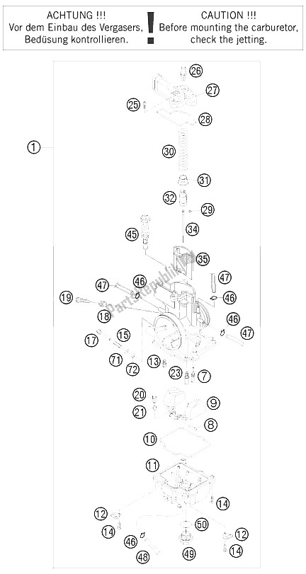 Alle onderdelen voor de Carburator van de KTM 250 XC W USA 2009