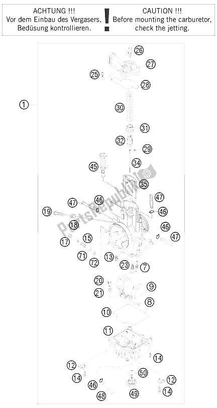 All parts for the Carburetor of the KTM 300 XC USA 2008