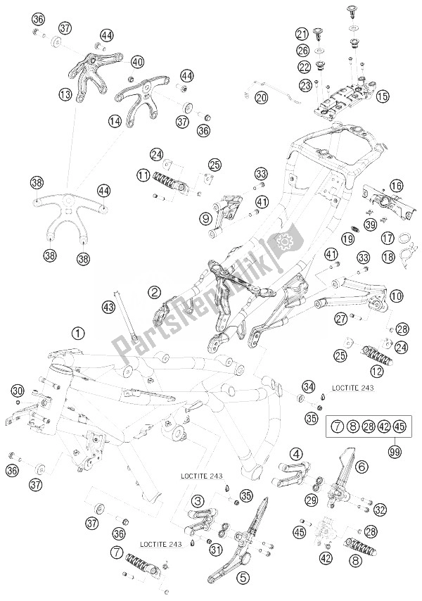 Todas as partes de Quadro, Armação do KTM 1190 RC8 R Japan 2010