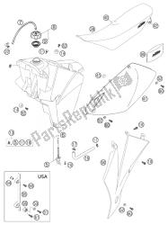 depósito de combustible, asiento, tapa 250/300