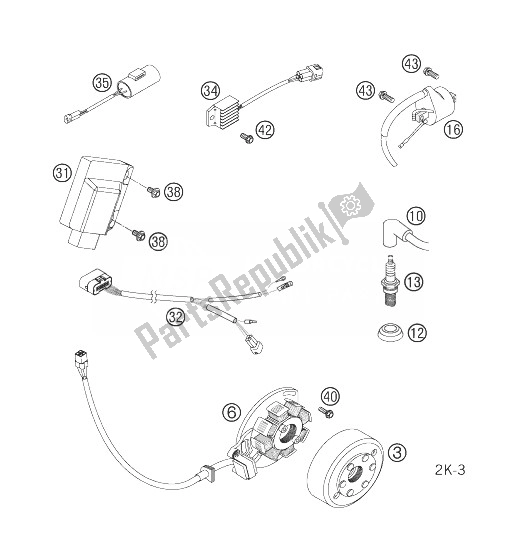 All parts for the Ignition System of the KTM 250 EXC Australia 2007