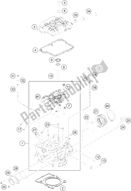 All parts for the Cylinder Head of the KTM 250 SX F Europe 2015