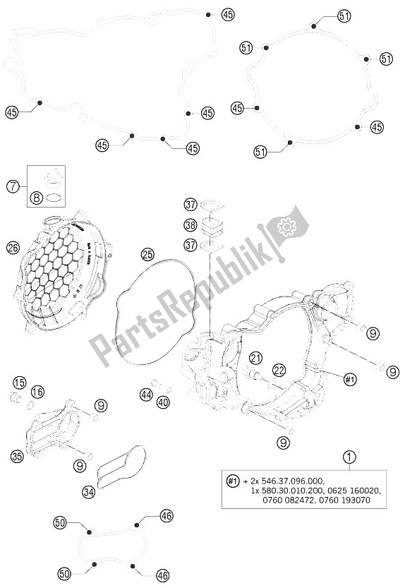 Toutes les pièces pour le Couvercle D'embrayage du KTM 250 EXC Factory Edition Europe 2015