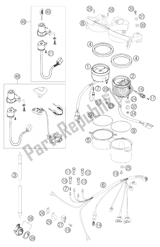 All parts for the Speedometer, Tachometer of the KTM 640 Duke II Black United Kingdom 2004