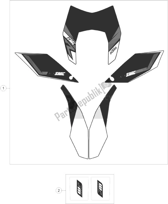 Todas as partes de Decalque do KTM 690 SMC R ABS Europe 2014