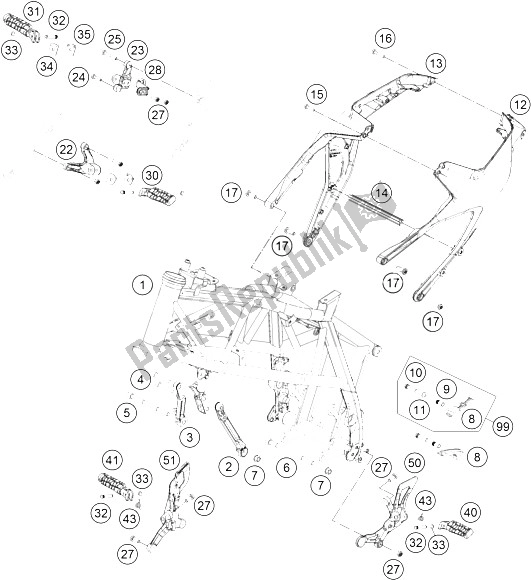 All parts for the Frame of the KTM 690 Duke R ABS Europe 2016