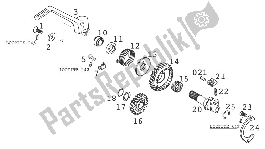 Tutte le parti per il Kickstarter 250/300/380 '99 del KTM 250 EGS 12 LT 11 KW Australia 1999