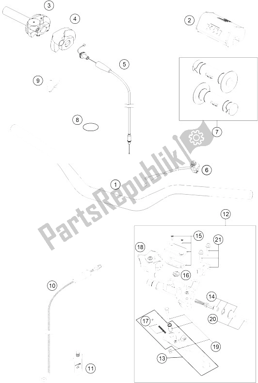 All parts for the Handlebar, Controls of the KTM 150 SX USA 2016