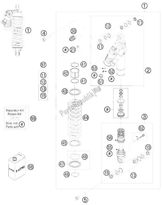 Todas las partes para Monoshock de KTM 990 Adventure Black ABS Europe 2008