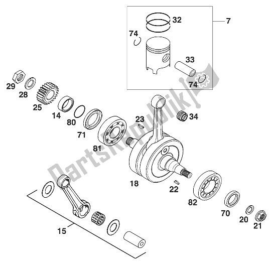 Tutte le parti per il Albero Motore - Pistone 125-200 20 del KTM 125 EXC Europe 2000