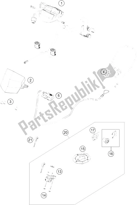 All parts for the Instrumente / Schlosssystem of the KTM RC 390 White ABS B D 15 Asia 2015