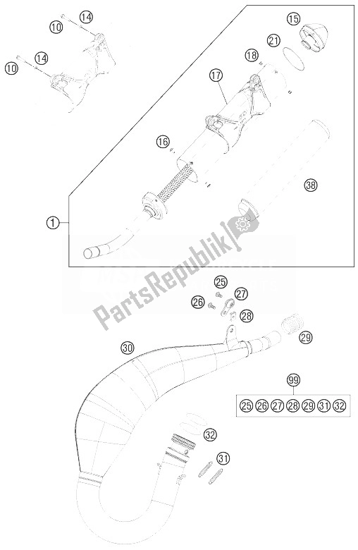 Todas las partes para Sistema De Escape de KTM 125 EXC Europe 2014