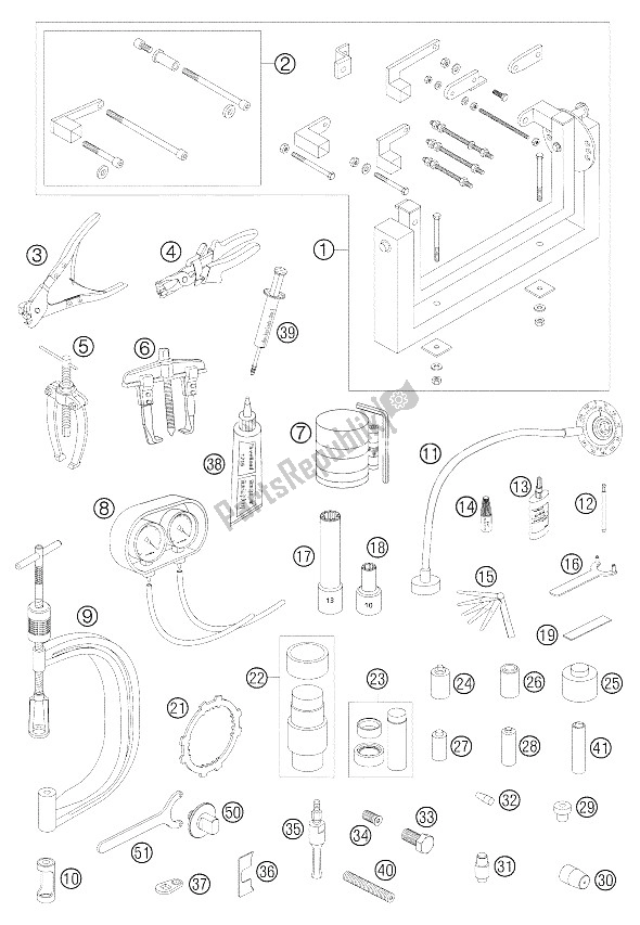 Toutes les pièces pour le Outillage Spécial Moteur 950 Adv du KTM 950 Adventure S USA 2005