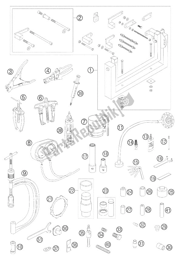 Tutte le parti per il Attrezzi Speciali del KTM 990 Superduke Black France 2006