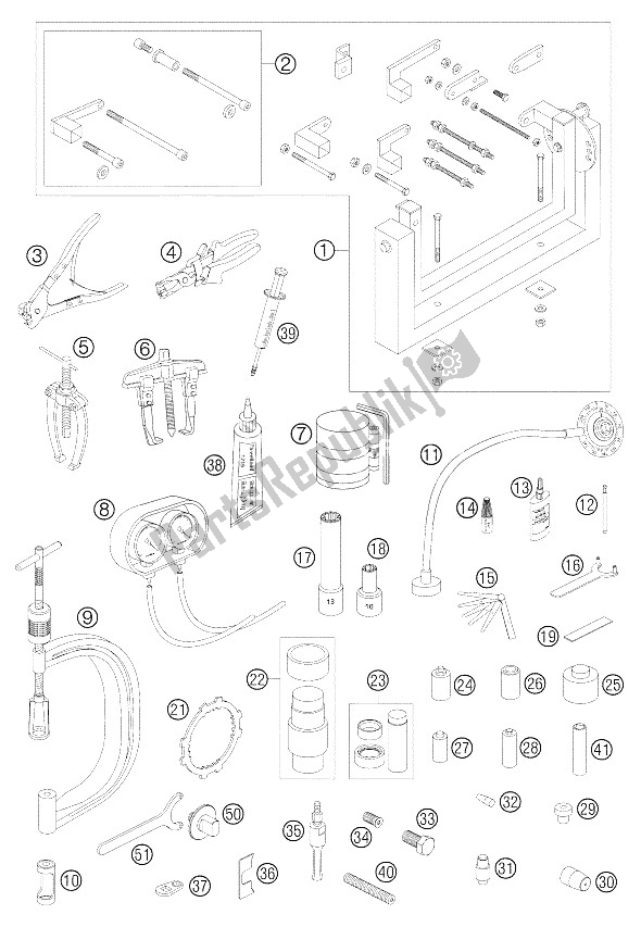 All parts for the Special Tools Engine of the KTM 990 Superduke Black Japan 2005