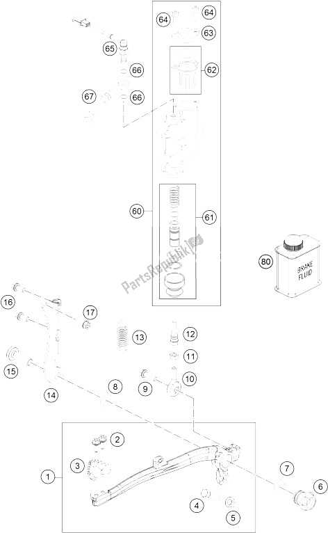 Toutes les pièces pour le Commande De Frein Arrière du KTM Freeride 250 R USA 2016