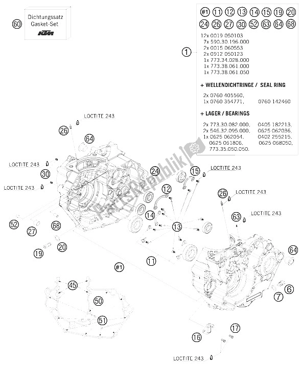 Todas las partes para Caja Del Motor de KTM 450 SXS F Europe 2008