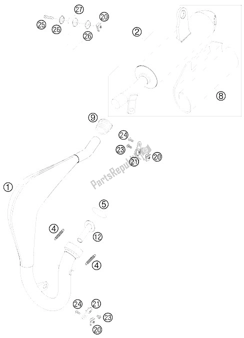 Tutte le parti per il Impianto Di Scarico del KTM 50 SX Mini USA 2008