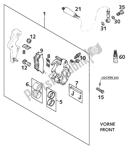 Toutes les pièces pour le étrier De Frein Avant du KTM 400 LC4 E USA 2001