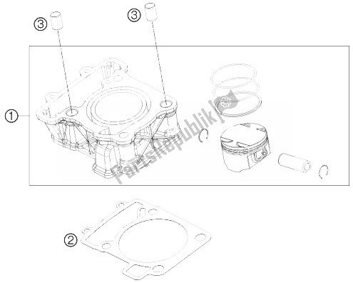 Alle onderdelen voor de Cilinder van de KTM 200 Duke White ABS BAJ DIR 14 Asia 2014