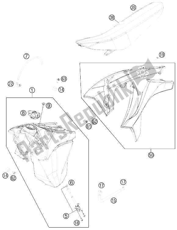 All parts for the Tank, Seat, Cover of the KTM 300 XC Europe USA 2011