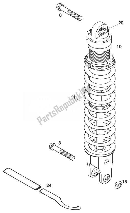 Todas as partes de Monoshock 125-380 '98 do KTM 125 EGS 6 KW Europe 1998