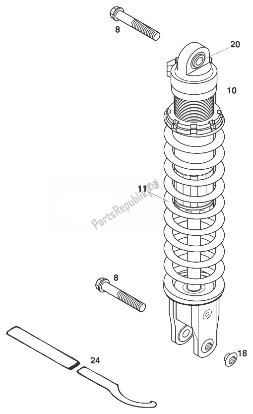 Todas as partes de Monoshock 125-380 '98 do KTM 125 EXC USA 1998