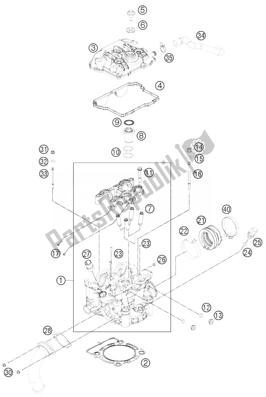 Alle onderdelen voor de Cilinderkop van de KTM Freeride 350 Europe 2014