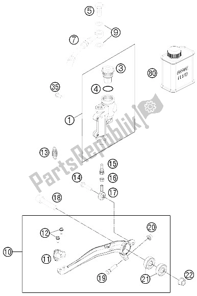 Todas las partes para Control De Freno Trasero de KTM 125 SX Europe 2012