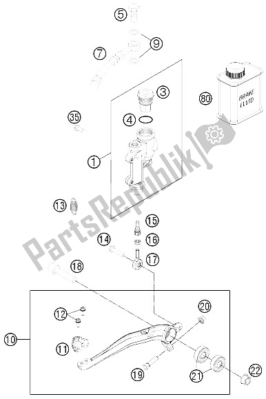 All parts for the Rear Brake Control of the KTM 250 XC Europe USA 2012