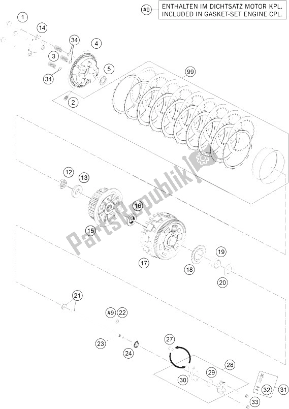 All parts for the Clutch of the KTM 1050 Adventure ABS Europe 2016