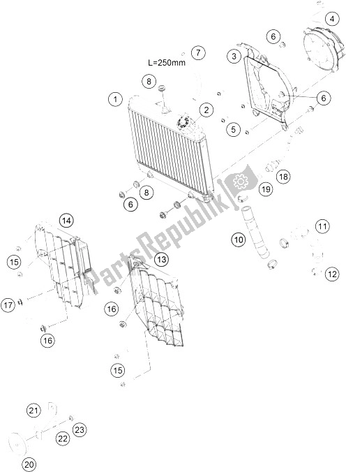 All parts for the Cooling System of the KTM Freeride 350 Australia 2015