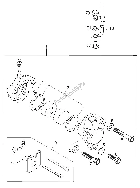 All parts for the Brake Caliper Front 65sx 2001 of the KTM 65 SX Europe 600115 2001