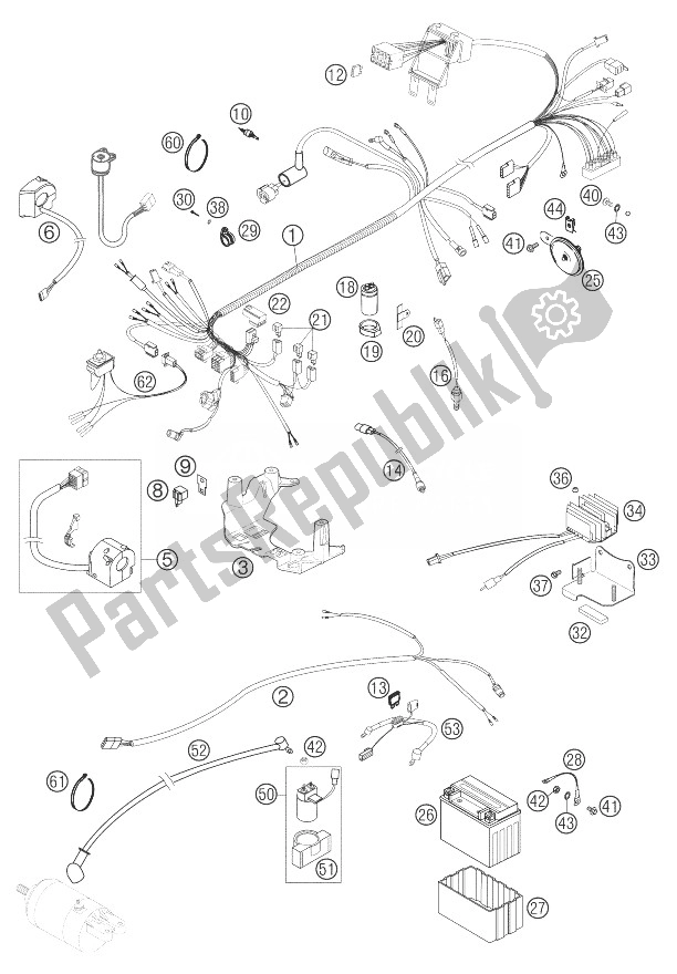 All parts for the Wiring Harness 400 Mil. Of the KTM 400 LS E MIL Europe 9390D4 2004