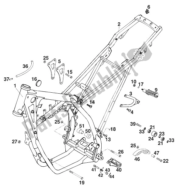 Todas as partes de Quadro, Euro 125 '97 do KTM 125 LC2 100 Weiss Europe 110371 1997