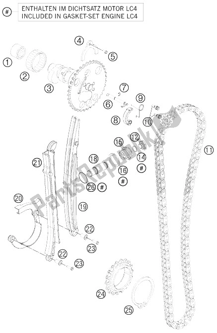 All parts for the Timing Drive of the KTM 690 Duke Black ABS Europe 2013