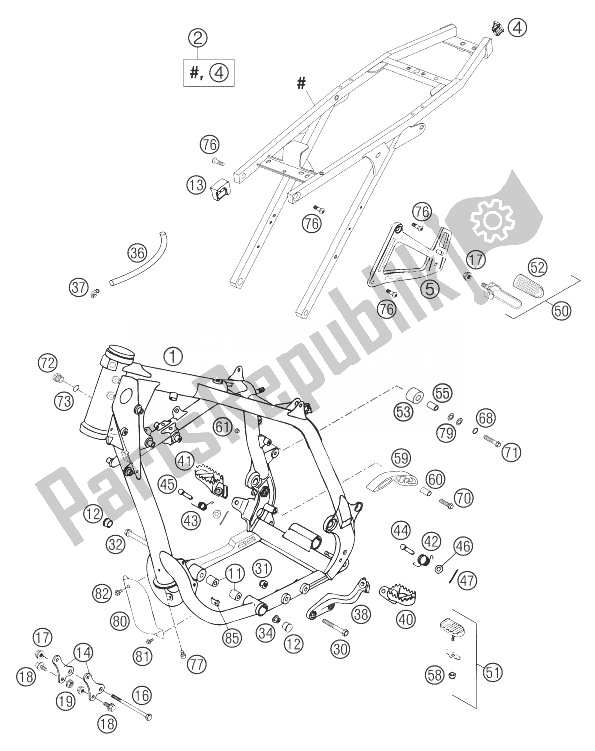 All parts for the Frame, Subframe 640 Duke Ii of the KTM 640 Duke II Black Europe 2003