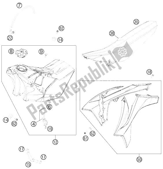 Todas las partes para Tanque, Asiento, Tapa de KTM 450 SX F Europe 2011