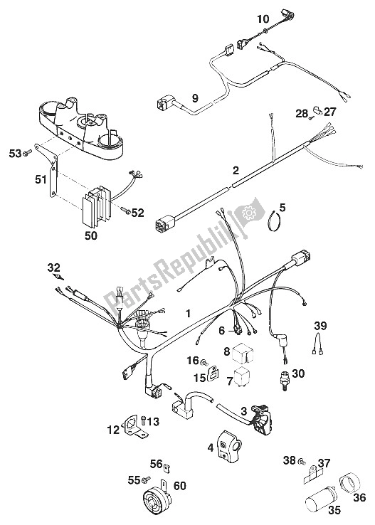 Tutte le parti per il Cablaggio 125 Egs '96 del KTM 125 SX M O Europe 1996