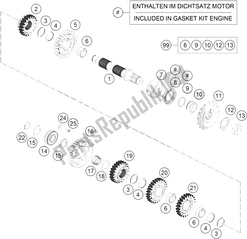 All parts for the Transmission Ii - Countershaft of the KTM 690 Duke White ABS Australia 2016